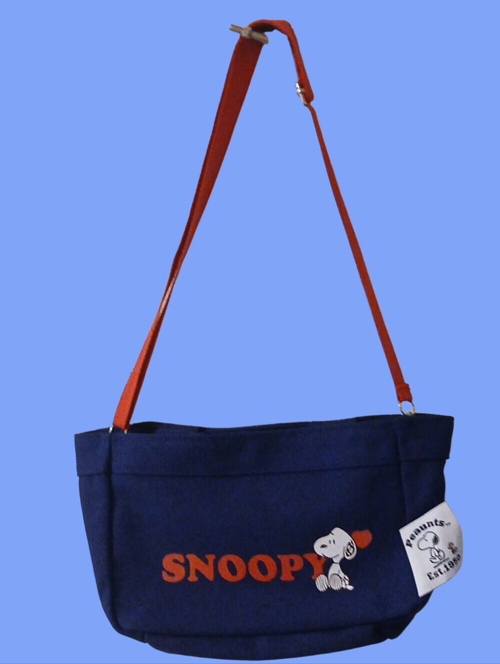 Peanuts - Navy Blue & Red Snoopy Canvas Crossbody/Handbag,Red Adjustable Straps - Picture 1 of 11